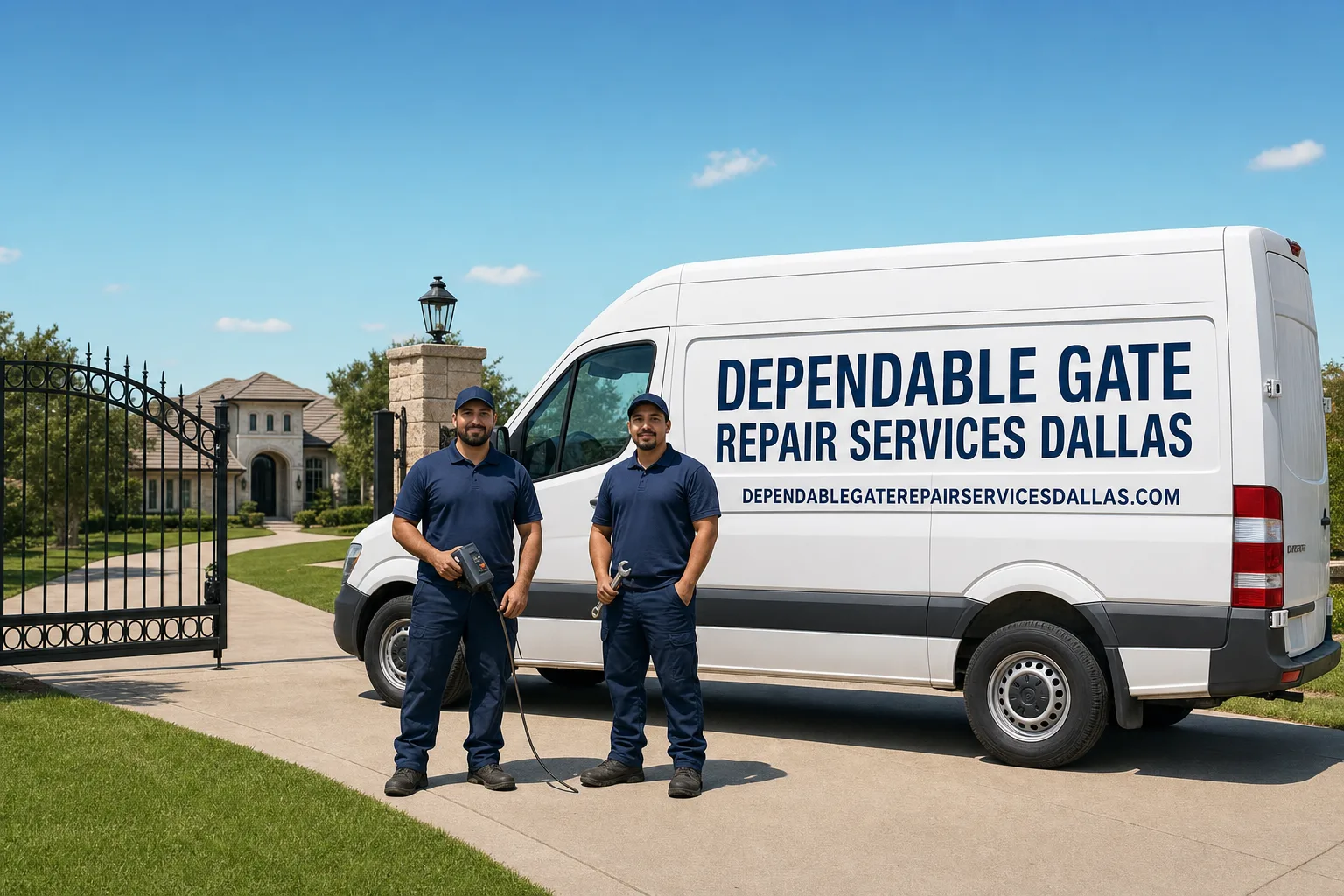 Dependable Gate Repair Services Dallas service vehicle and crew in Dallas, TX